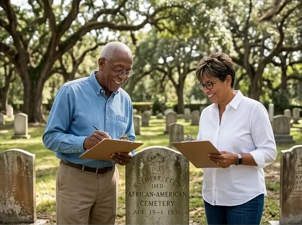 at cemetery